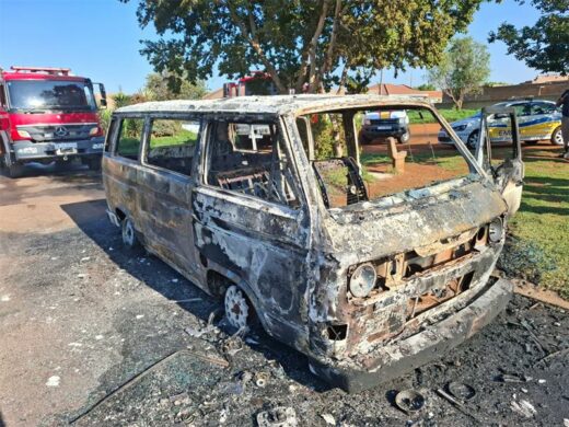 A burnt scholar transport vehicle  