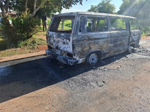 A burnt scholar transport vehicle  