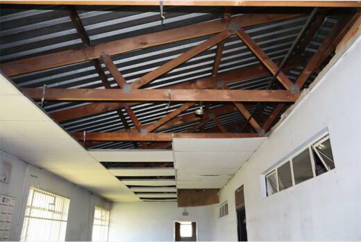 A vandalised ceiling 