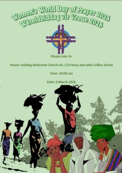 world day of prayer banner featuring logo, message and images