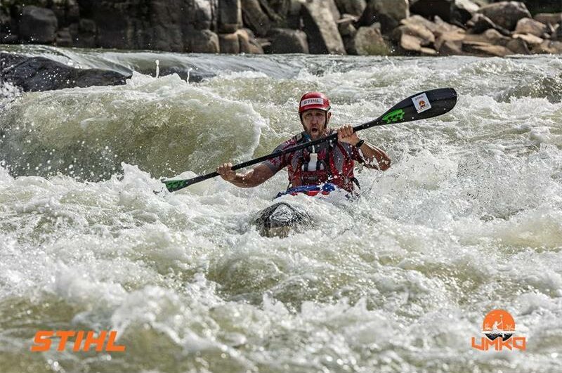 He was third overall in the K1 race and first in his category.