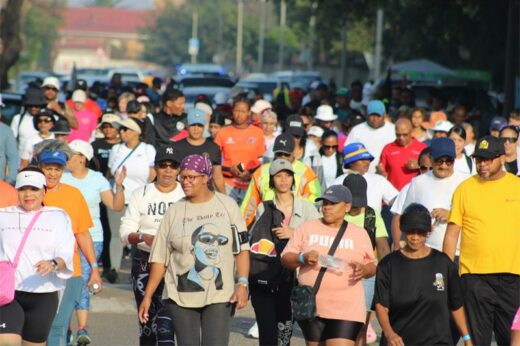 a large crowd of people walking down the street