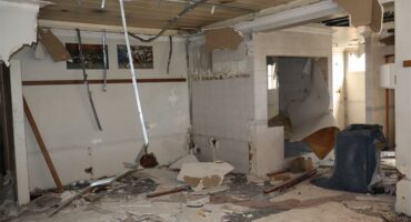 a vandalised building interior
