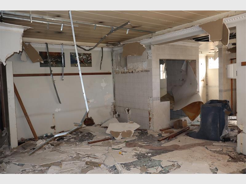 a vandalised building interior