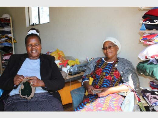 two women knitting