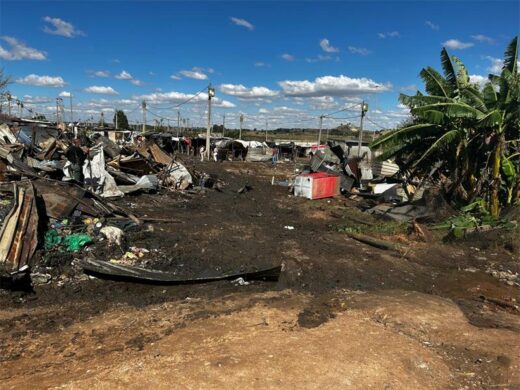 Demolished shacks