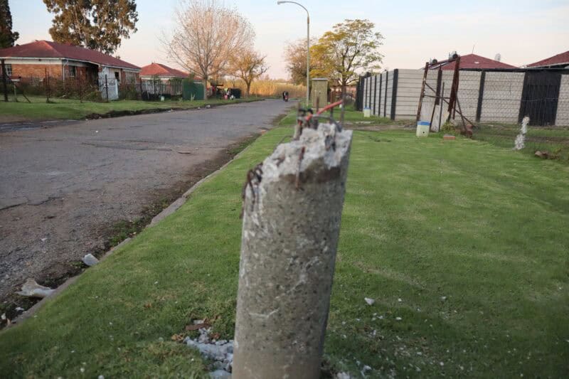Remnants of a streetlight pole.