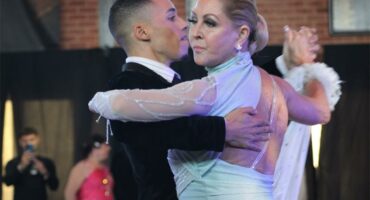 a man and woman dancing