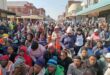 a large crowd of protesters in Boksburg