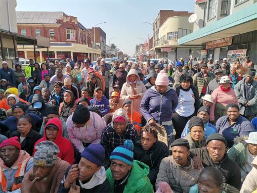 a large crowd of protesters