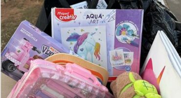 a pile of donated items