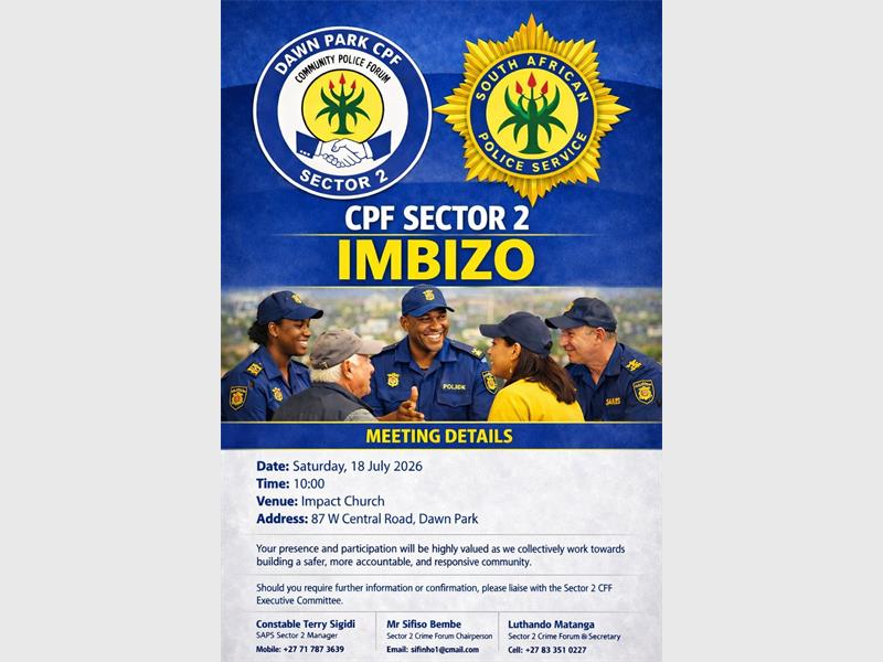 The meeting will take place at a church in Dawn Park.