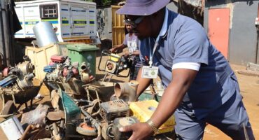 a policeman and water pumps