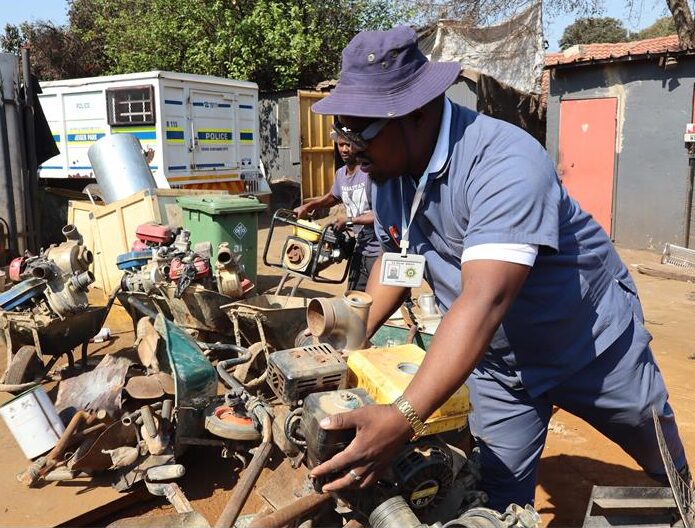 a policeman and water pumps