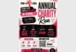 A poster in black and pink advertising a fun run for pad a girl NPO.
