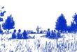 Animated blue picnic scene
