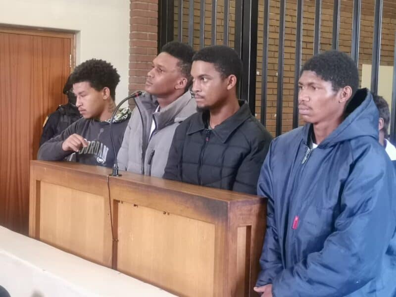 Regan Collis (23), Jamal Meyer (24) and Alvino Crawford (27) are in the dock today for their ongoing bail proceedings.