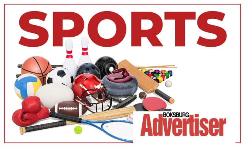 An image titled sports with the boksburg advertiser logo and a heap of sporting equipment.