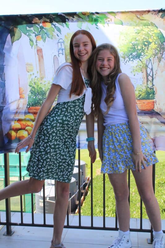 Two young girls posing