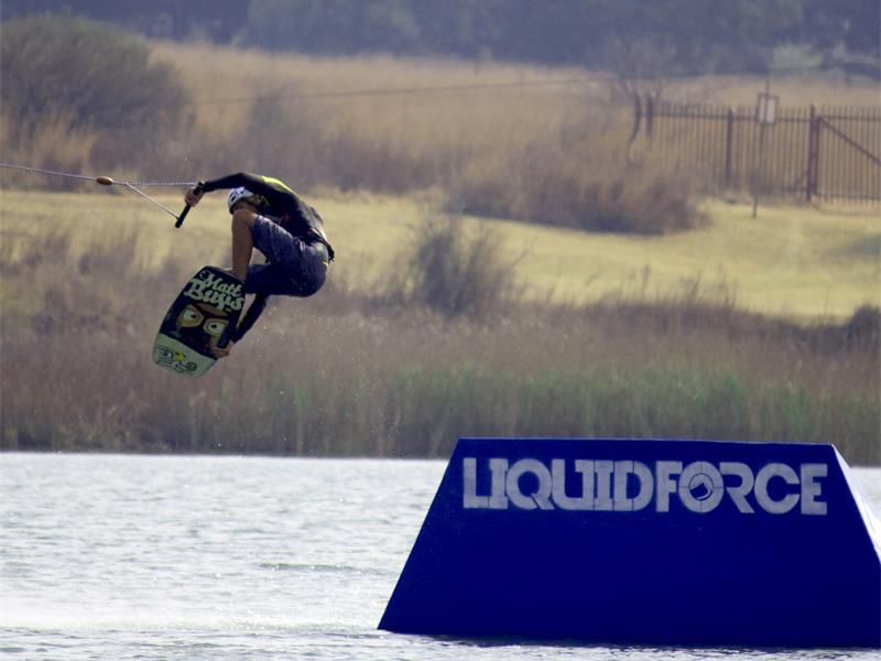 Benoni’s Matti Buys in action at the third stop of the cable wake season at Stoke City Wakepark in Midrand. Photograph by Jason May.