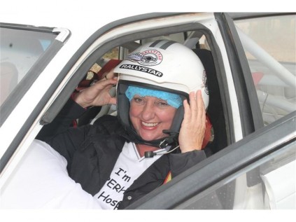 Manager, public relations officer and fund-raising officer Gerda Baverstock about to go for a ride around the track.
