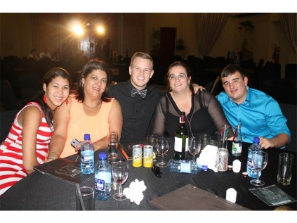 Candice van Vuuren (left), Karen van Vuuren, Ryan Leach, Gail Roberts and Keegan Roberts are from one of the sponsoring companies for the Mr and Miss Benoni 2013 pageant.