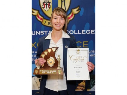St Dunstan's pupil Meike Schwar with the Grade 10 Dux Scholar award.