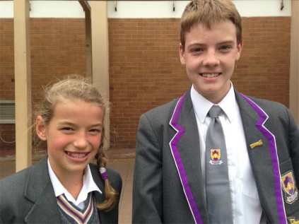 Arbor Primary School pupils Rachel Belcher (left) and Ashton Engelbrecht, as well as Amber Engelbrecht and Jordan Jansen van Vuren (who were absent), received half-colours for cross-country.