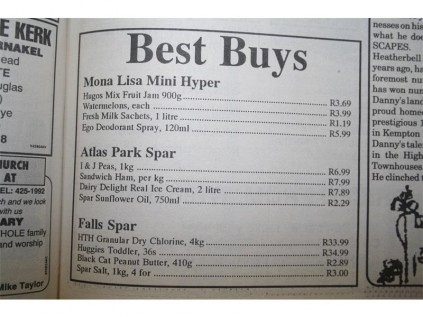 Have a look at some of the Best Buys in the Benoni City Times on Friday, February 11. A one litre milk sachet would have cost you R1.19.