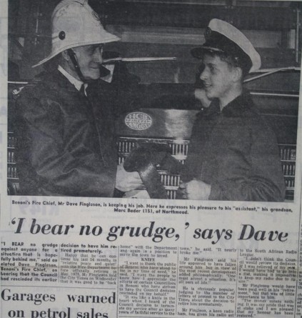 Dave bears no grudge. On this week 40 years ago the Benoni Town Council had rescinded a decision to have popular Benoni Fire Chief, Dave Fingleson, prematurely retired. The Fire Chief told the BCT at the time that he was elated to be given more time to do the job that he loved.