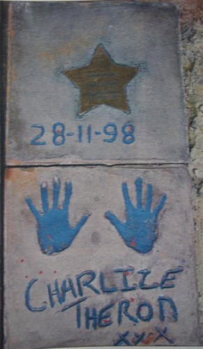 Charlize Theron's handprints at the Cranbourne Lane of Fame in the Benoni CBD.