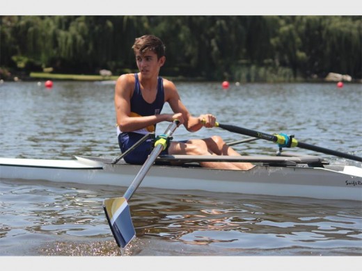 St Dunstan’s rower Merwe Engelbrecht is seen on the water at the inaugural regatta.