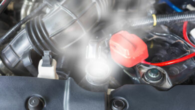 Car engine over heat due to no water in radiator and cooling system.