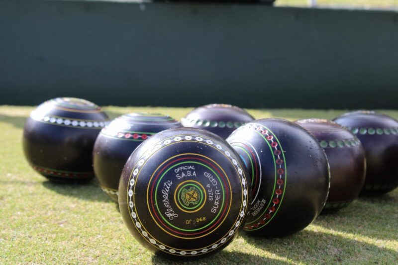 A group of black bowls balls