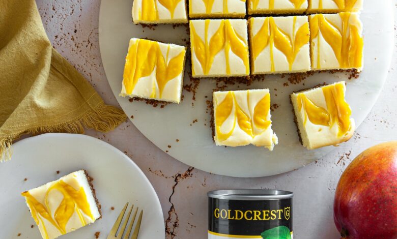 25 SEPTEMBER - SUNDAY SPOIL - Mango swirl cheesecake squares