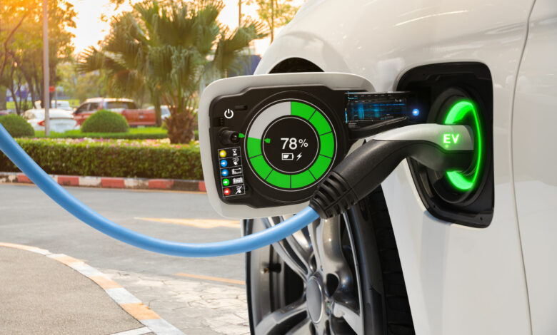 Electric vehicle changing on street parking with graphical user