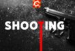Stock image of a firearm and the word shooting