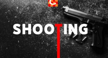 Stock image of a firearm and the word shooting