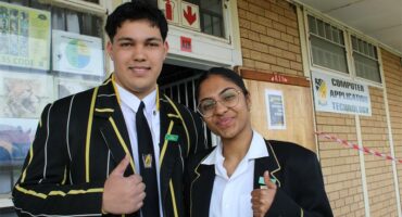 Photo of two Benoni High School matrics before the start of the National Senior Certificate (NSC) final exams, on October 21.