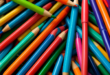 AI generated photo of coloured pens and pencils.