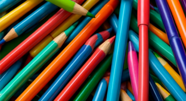 AI generated photo of coloured pens and pencils.