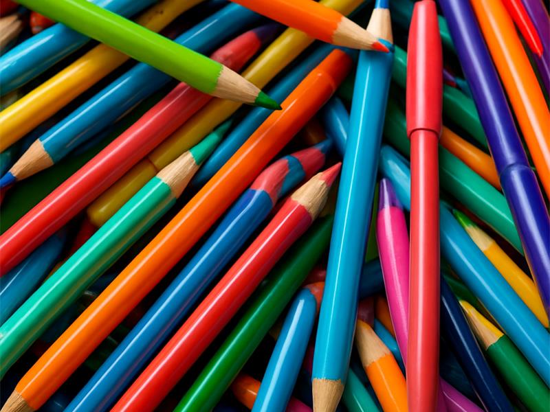 AI generated photo of coloured pens and pencils.