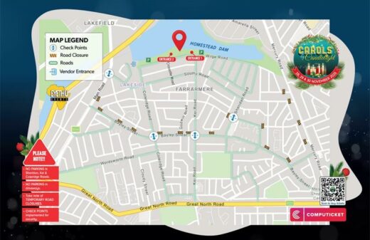 Street map indicating road-closures.