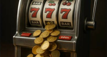 Slot machine with gold coins