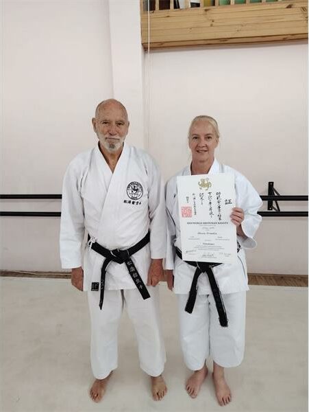 Sensei Janien Potgieter started karate aged 13. She earned her first black belt in 1993 and has been a teacher since 2002.