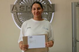 Girl holding an envelope