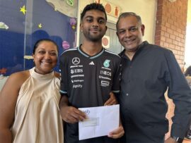 Indian boy with his parents