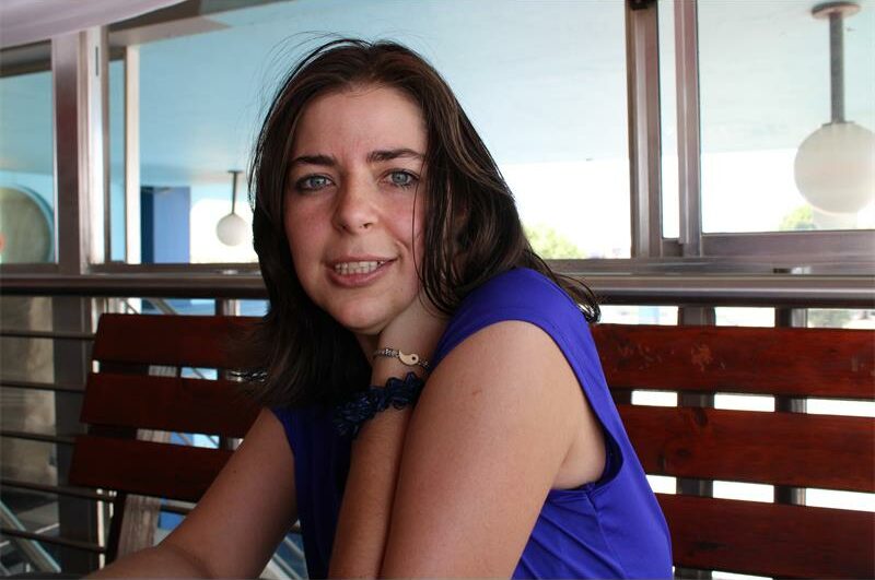 Woman wearing a blue shirt