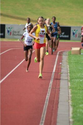 Photos of Chelsea van Dyk in Benoni Northerns Athletic Club colours at the first CGA track and field league meeting at Germiston Stadium.