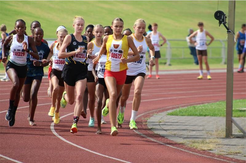 Photos of Chelsea van Dyk in Benoni Northerns Athletic Club colours at the first CGA track and field league meeting at Germiston Stadium.
